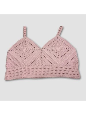 Uretti - Yıldız 7202 El Örgüsü Crop Büstiyer Bikini Üstü Motif - Lila