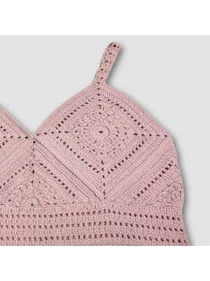 Uretti - Yıldız 7202 El Örgüsü Crop Büstiyer Bikini Üstü Motif - Lila