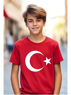 Elbiseciniz 23 Nisan 29 Ekim 10 Kasım 19 Mayıs Gösteri Kostüm Atatürk Baskılı Kırmızı Çocuk T-Shirt/tişört-
