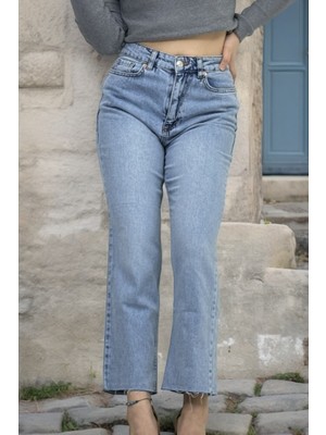 Yagmur Beren Yüksek Bel Likralı Mom Fıt Jean Kot Pantolon