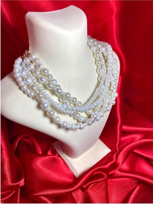 Madame Pearl Kadın Beyaz 5 Sıralı Inci Kolye Choker