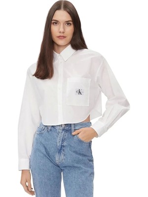 Calvin Klein Kadın Fit Poplin Crop Gömlek