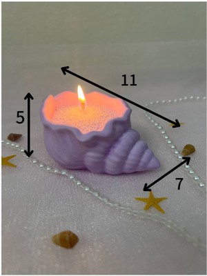 Love Candle Dekor Mor Inci Tozu Mum Deniz Kabuğu ve Deniz Yıldızı Seti, Lila Mum Seti