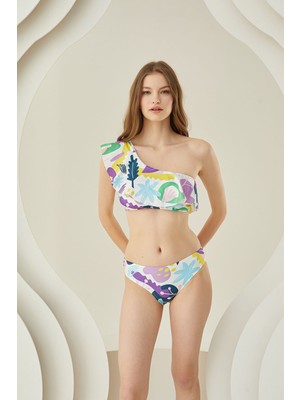 Loya Renkli Verano Tek Omuz Askılı Tek Üst Bikini