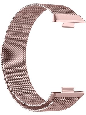 AktarMobile Huawei Watch Fit 3 Uyumlu Mıknatıslı Hasır Metal Örgü Kordon Özel Pim Tasarımı Milanese Kayış