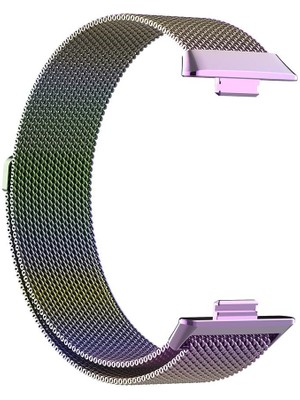 AktarMobile Huawei Watch Fit 3 Uyumlu Mıknatıslı Hasır Metal Örgü Kordon Özel Pim Tasarımı Milanese Kayış