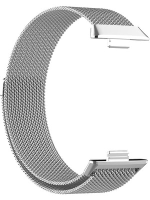 AktarMobile Huawei Watch Fit 3 Uyumlu Mıknatıslı Hasır Metal Örgü Kordon Özel Pim Tasarımı Milanese Kayış