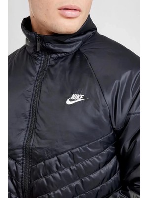 Nike Therma-Fit Windrunner Midweight Erkek Siyah Dik Yaka Spor Mont