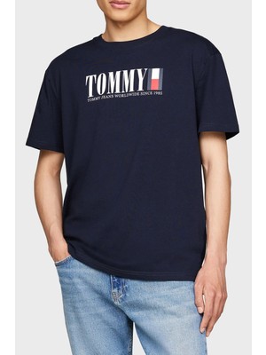 Tommy Jeans Regular Fit Bisiklet Yaka T Shirt Erkek T Shirt DM0DM18533 C1G