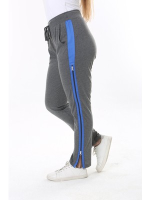 Şans Füme Yanları İki Taraflı Açılan Kombi Fermuarlı Beli Lastik Ve Kuşgözlü Bağcık Detaylı Spor Pantolon