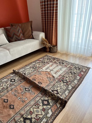 126X213 cm El Dokuma Yumuşak Renkli Yün Kilim Dekoratif Oturma Odası Kilim