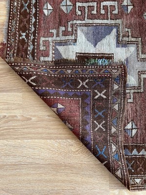 98X135 cm El Dokuma Geometrik Desenli Küçük Boy Yün Anadolu Kilim