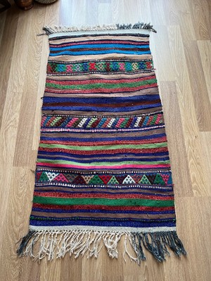 70X132 cm El Dokuma Küçük Boy Boho Stili Dekoratif Küçük Boy Türk Kilim