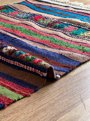 70X132 cm El Dokuma Küçük Boy Boho Stili Dekoratif Küçük Boy Türk Kilim