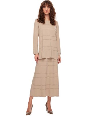 Miss Dalida Bej Bekletme Detaylı Triko Tunik