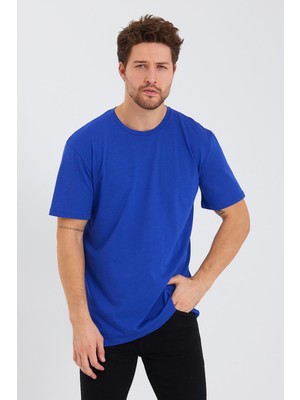 Quhox Erkek Pamuk Modal Oversize T-Shirt Saks