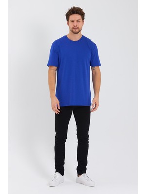 Quhox Erkek Pamuk Modal Oversize T-Shirt Saks