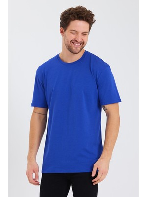 Quhox Erkek Pamuk Modal Oversize T-Shirt Saks