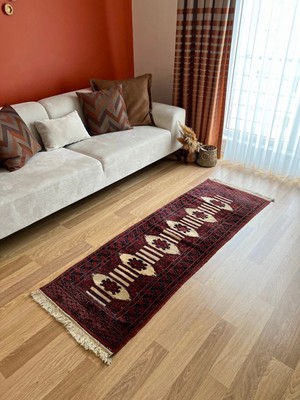 DesignEv 62X187 cm El Dokuma Canlı Renkli Küçük Boy Yolluk Uşak Kilim