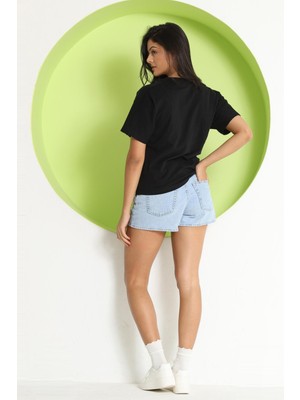 Quhox Kadın Cut Out Detaylı T-Shirt Siyah