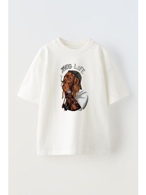 The Wert Unisex Tupac Thug Lafe Tasarım Baskılı Pamuk Beyaz Oversize T-Shirt