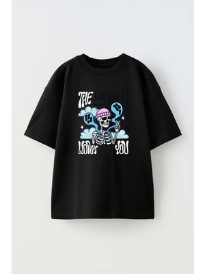 The Wert Unisex The Endıngs Wont End You Tasarım Baskılı Pamuk Sıyah Oversize T-Shirt