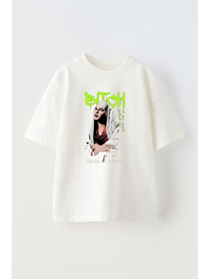 The Wert Unisex Turbanlı Girl Tasarım Baskılı Pamuk Beyaz Oversize T-Shirt