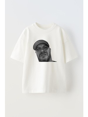 The Wert Unisex Tom Hardy Dot Org Tasarım Baskılı Pamuk Beyaz Oversize T-Shirt