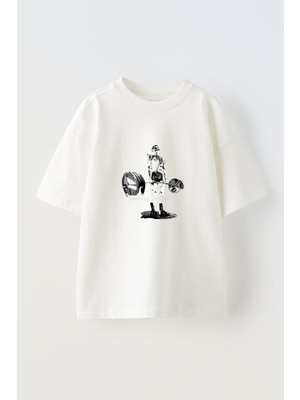 The Wert Unisex Fıtness Destroy Your Self Tasarım Baskılı Pamuk Beyaz Oversize T-Shirt