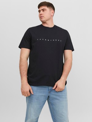 Jack & Jones Jjestar Jj Tee Ss Noos Pls Erkek Siyah Büyük Beden Tshirt 12243625-02