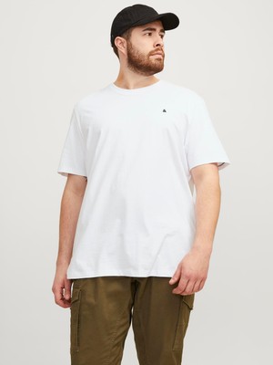 Jack & Jones Jjepaulos Tee Ss Crew Neck Noos Pls Erkek Beyaz Büyük Beden Tshirt 12253778-01