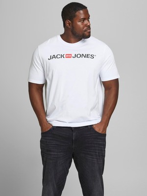 Jack & Jones Jjecorp Logo Tee Ss Crew Neck Noos Pls Erkek Beyaz Büyük Beden Tshirt 12184987-01