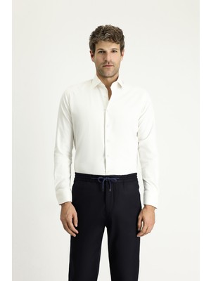 Kiğılı Uzun Kol Slim Fit Dar Kesim Klasik Pamuklu Gömlek
