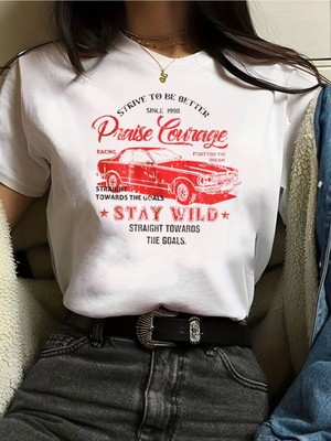 Stay Wild Racing Baskılı Kadın T-Shirt