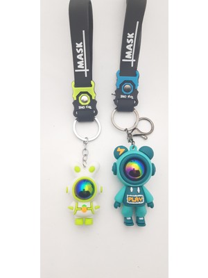 Be Beauty 2 Adet Farklı Büyüklükte Silikon Astronot Anahtarlık Model 03