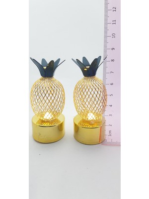 Be Beauty 4 Adet Dekoratif LED Işıklı Mini Metal Ananas Lamba