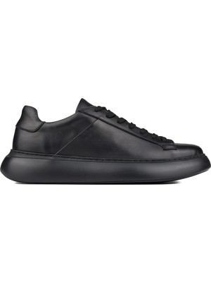 Tefani Store Spartan Siyah Hakiki Deri Erkek Spor (Sneaker) Ayakkabı