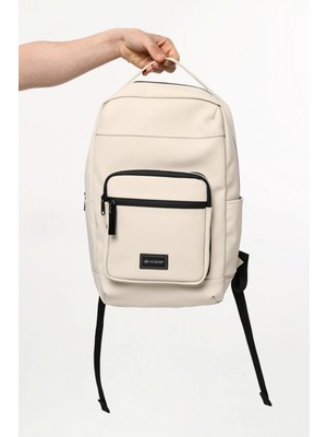 İcone Bag Mat Suni Deri Fermuar Kapamalı Sırt Çantası Haki
