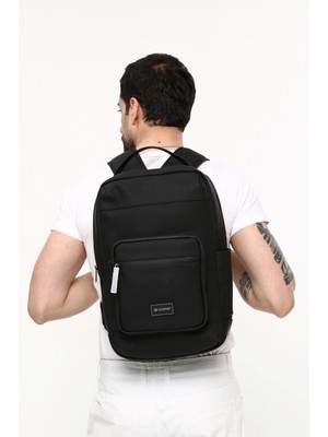 İcone Bag Mat Suni Deri Fermuar Kapamalı Sırt Çantası Haki