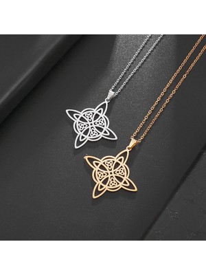 Mingjin Shop2 AL19571-GÜMÜŞ Kadın Cadı Düğümü Kolye Paslanmaz Çelik Irlandalı Celtic Knot Kolye Moda Charm Sihirli Takı Kızlar Için Hediyeler (Yurt Dışından)