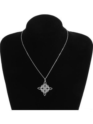 Mingjin Shop2 AL19571-GÜMÜŞ Kadın Cadı Düğümü Kolye Paslanmaz Çelik Irlandalı Celtic Knot Kolye Moda Charm Sihirli Takı Kızlar Için Hediyeler (Yurt Dışından)