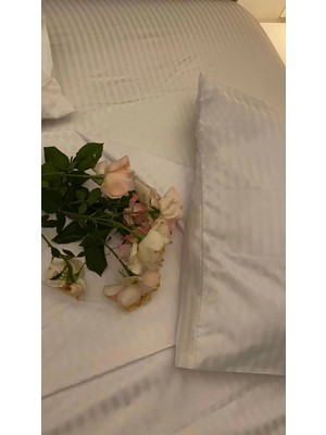Otel Tipi 10 Adet Tek Çarşaf, Çift Kişilik Çizgili Saten 280X280