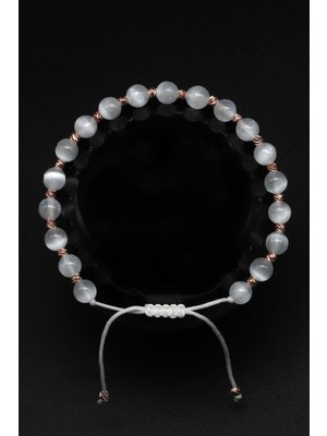 Alibaba Doğaltaş Selenit Doğal Taş Makrome Örme Bileklik Küre Kesim