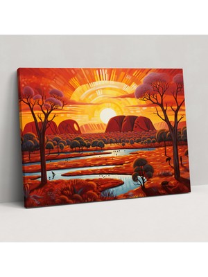 Painted Anarchy Aborijin Manzarası Kanvas Tablo - Aborijin, Uluru, Duvar Sanatı, Yerli Sanatı, 50X30