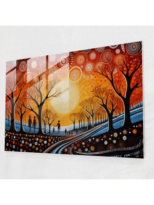 Painted Anarchy Aborijin Rüya Zamanı Cam Baskı - Aborijin, Cam Sanatı, Canlı, Antik Hikaye Anlatımı, 70X50