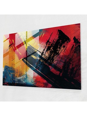 Painted Anarchy Canlı Soyut Cam Baskı - Soyut Sanat, Modern Sanat, Duvar Dekorasyonu, Cam Baskı, 70X50