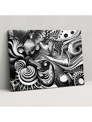Painted Anarchy Siyah Beyaz Soyut Sanat Kanvas Tablo - Soyut Sanat, Karmaşık Desenler, Kanvas, Duvar Dekorasyonu, 50X30