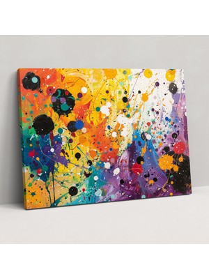 Painted Anarchy Renkli Splatter Soyut Sanat Duvar Sanatı - Soyut Sanat, Duvar Sanatı, Kanvas Tablo, Kanvas Tablo, 70 x 50 cm