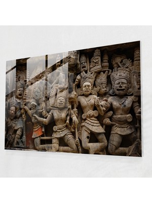 Painted Anarchy Maya Silahları Cam Baskı - Antik Silahlar, Maya Taş Oymaları, Modern Sanat, Cam Duvar Sanatı, 45X30