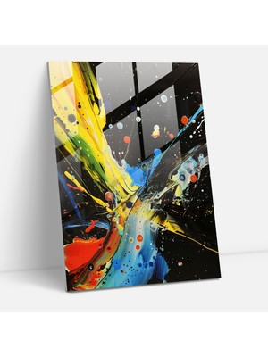 Painted Anarchy Aksiyon Resim Cam Sanatı - Cesur Splatters ve Akışkan Şekiller - Aksiyon Resim, Soyut Sanat, Cam Sanatı, Renkli Sanat, 50 x 70 cm